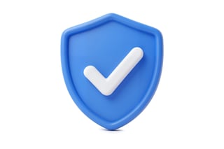 Security shield with check mark representing zero risk and protection